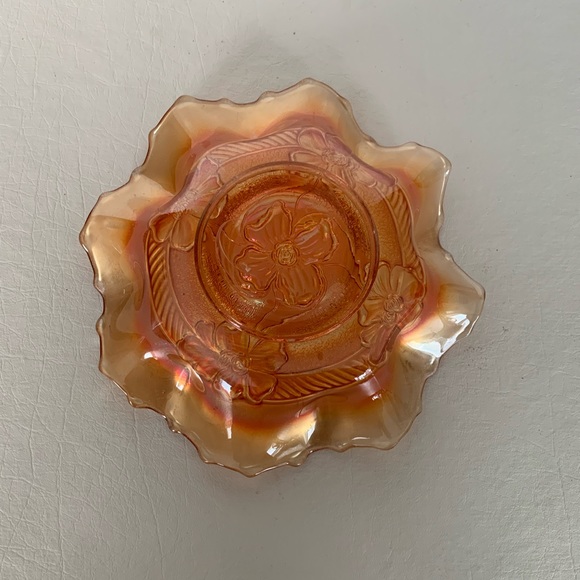 Vintage Marigold Carnival Glass Ruffle Bowl - Picture 3 of 4